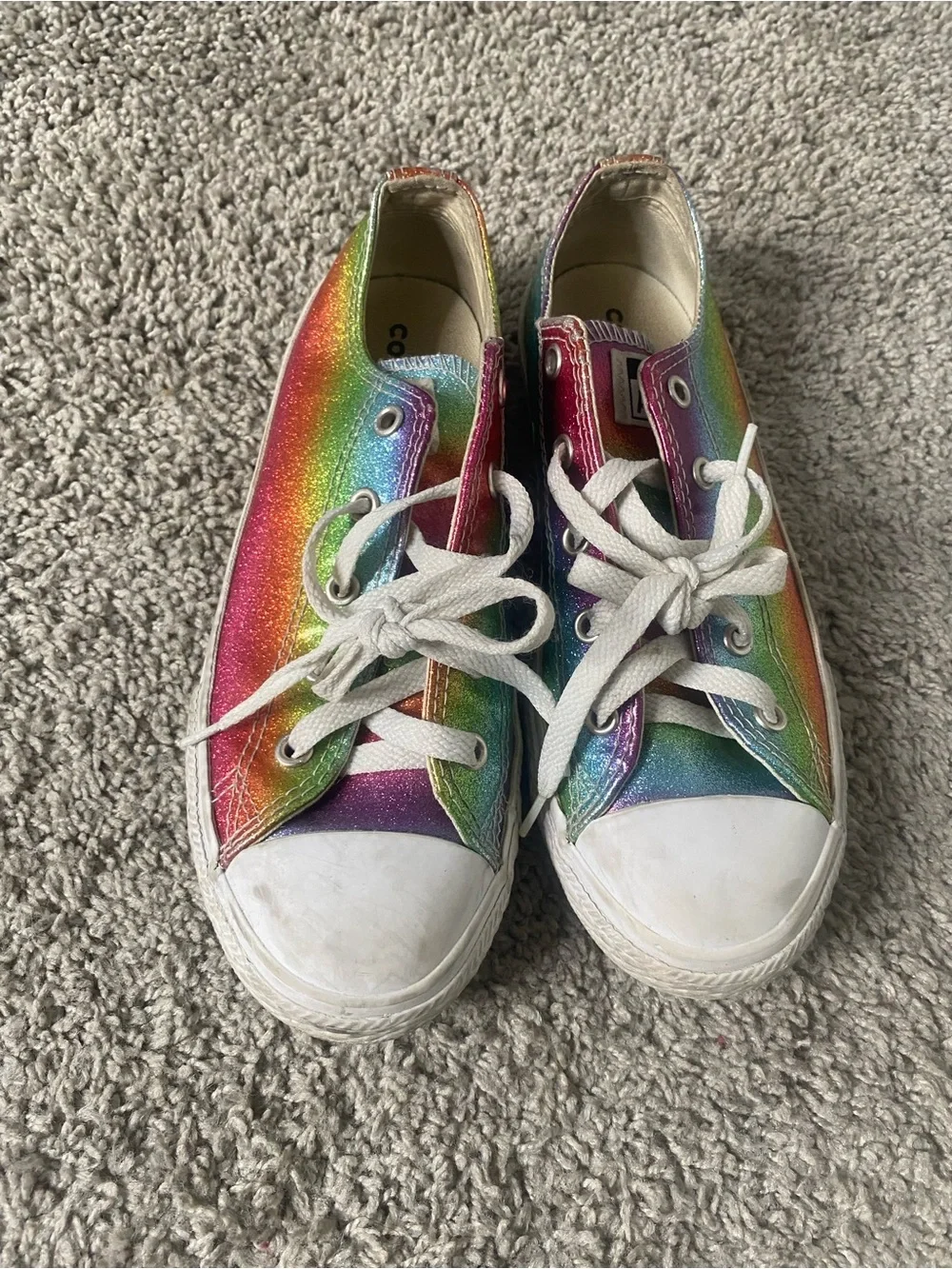 Kids Converse Rainbow Metallic Lace-Up Sneakers - Multicolor